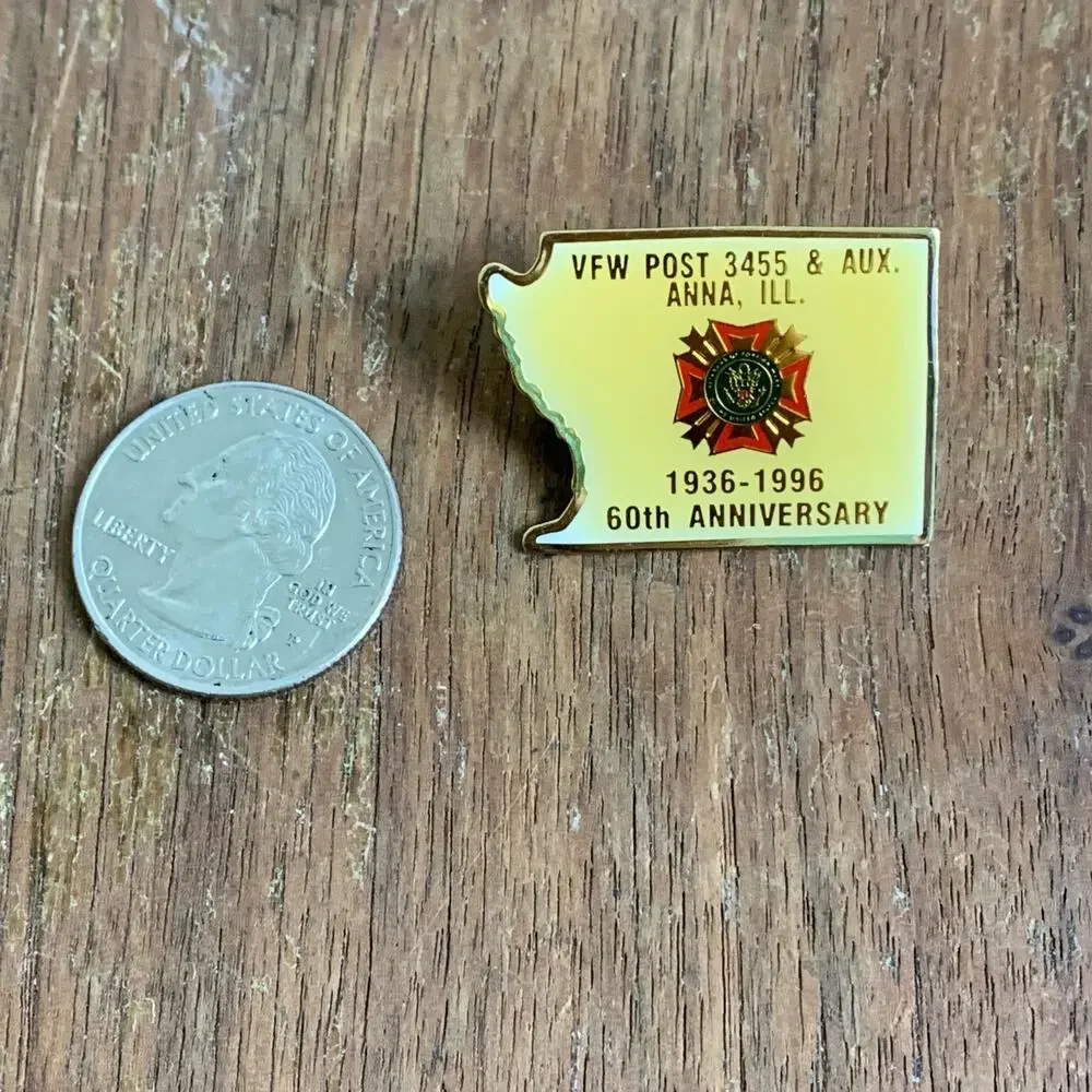 VFW Post‎ 3455 Anna Illinois 1936-1996 60th Anniversary Lapel Pin Brooch